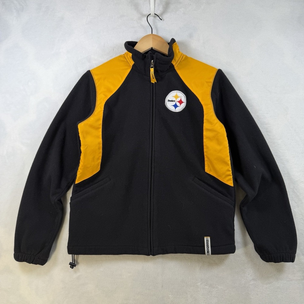Reebok NFL Pittsburgh Steelers Black Yellow Fleece Jacket Women's Medium